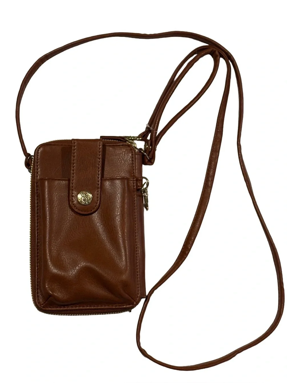 Shiraleah Cognac Brown Phone Crossbody Wallet Wristlet